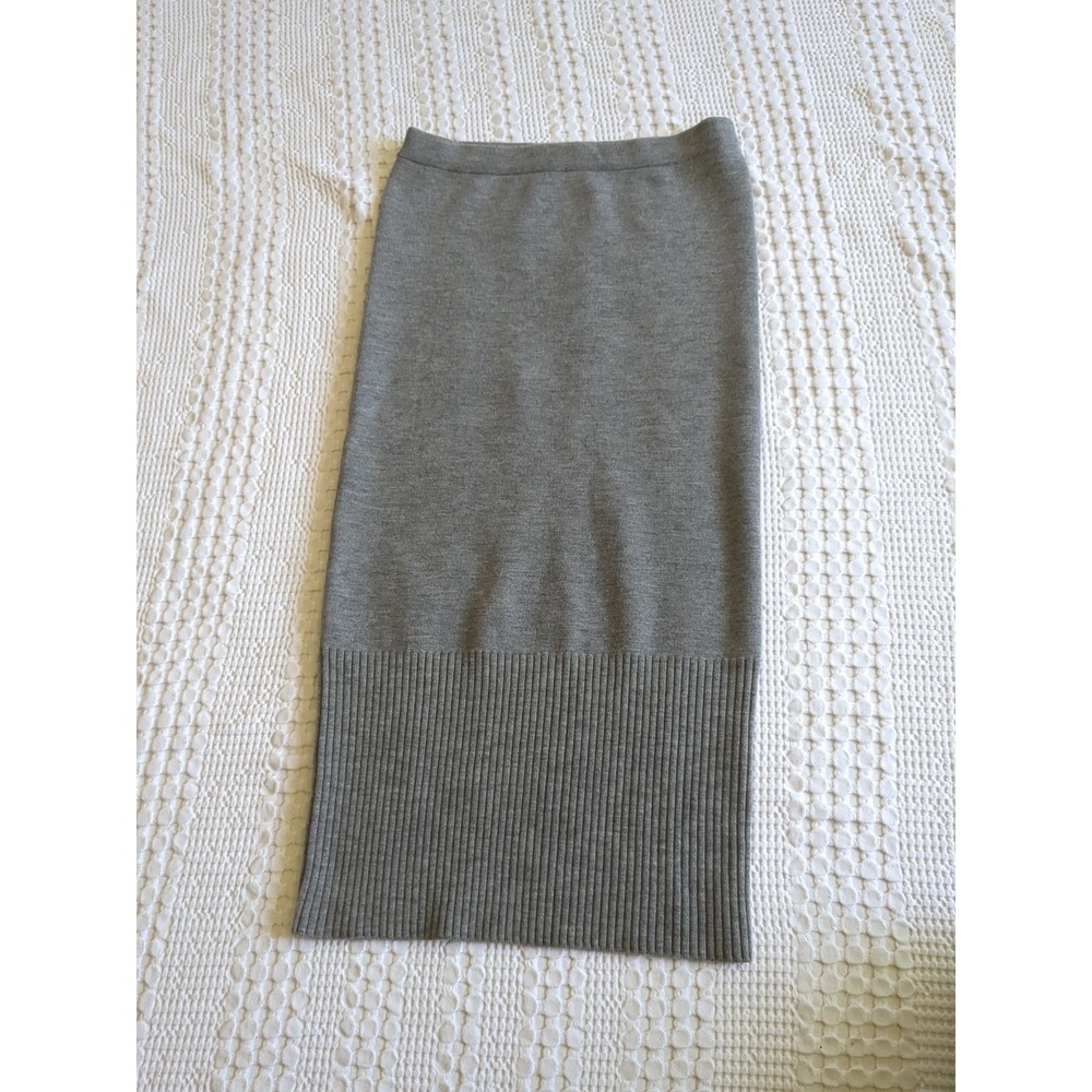 Alice & Olivia Classics Wool Midi Pencil Skirt Gray Ribbed Sz Small